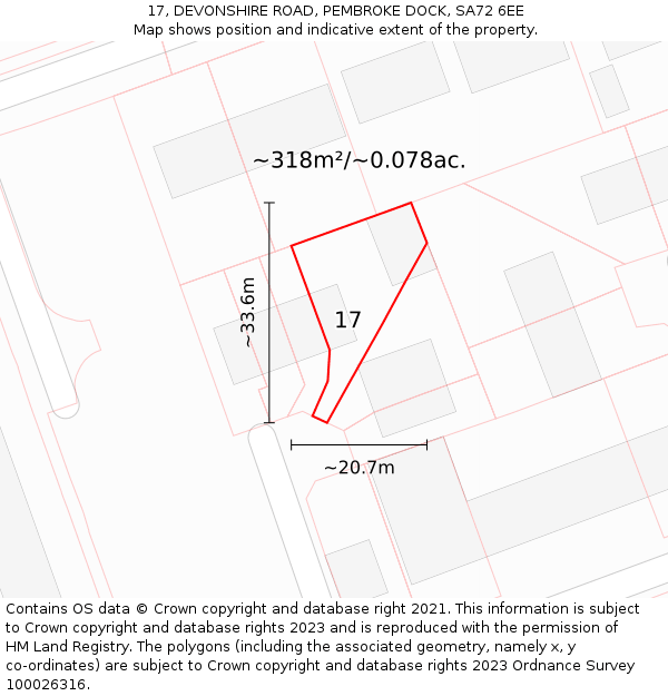 17, DEVONSHIRE ROAD, PEMBROKE DOCK, SA72 6EE: Plot and title map