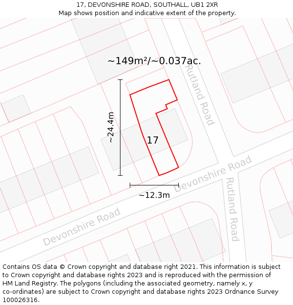 17, DEVONSHIRE ROAD, SOUTHALL, UB1 2XR: Plot and title map