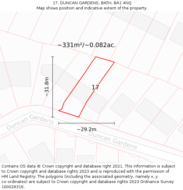 17, DUNCAN GARDENS, BATH, BA1 4NQ: Plot and title map