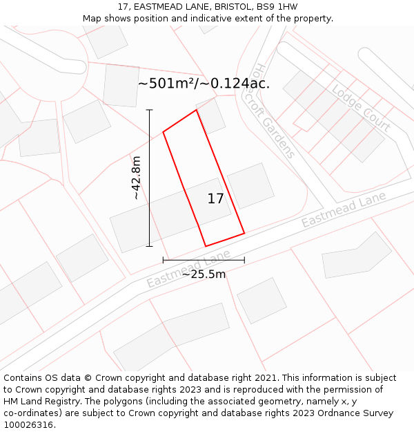 17, EASTMEAD LANE, BRISTOL, BS9 1HW: Plot and title map