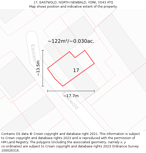 17, EASTWOLD, NORTH NEWBALD, YORK, YO43 4TQ: Plot and title map