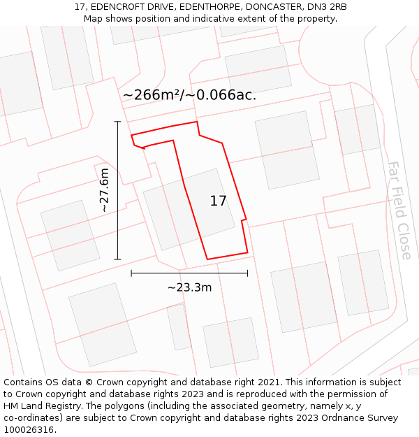 17, EDENCROFT DRIVE, EDENTHORPE, DONCASTER, DN3 2RB: Plot and title map