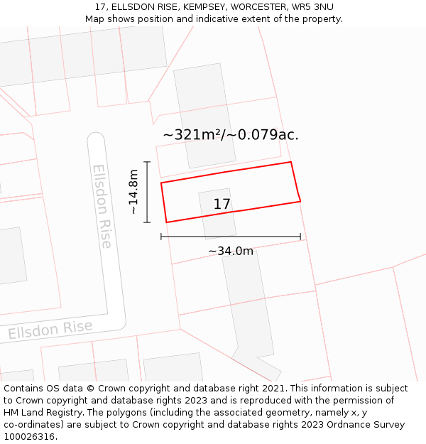 17, ELLSDON RISE, KEMPSEY, WORCESTER, WR5 3NU: Plot and title map