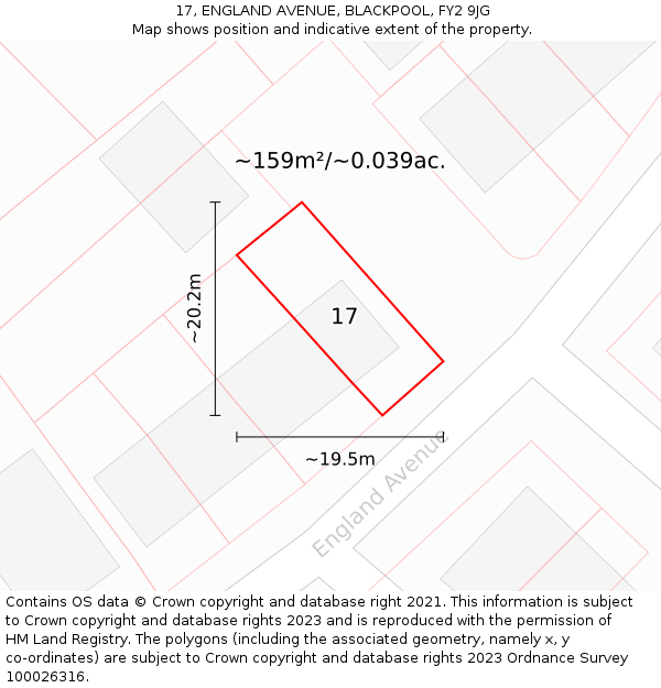 17, ENGLAND AVENUE, BLACKPOOL, FY2 9JG: Plot and title map