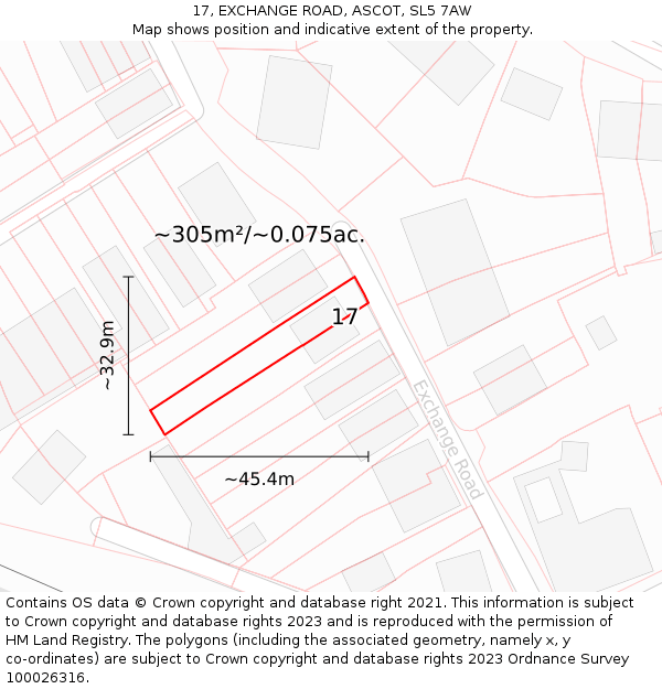 17, EXCHANGE ROAD, ASCOT, SL5 7AW: Plot and title map