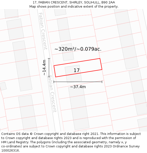 17, FABIAN CRESCENT, SHIRLEY, SOLIHULL, B90 2AA: Plot and title map