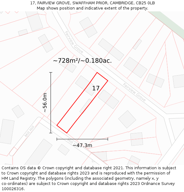 17, FAIRVIEW GROVE, SWAFFHAM PRIOR, CAMBRIDGE, CB25 0LB: Plot and title map