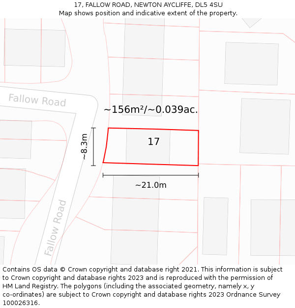 17, FALLOW ROAD, NEWTON AYCLIFFE, DL5 4SU: Plot and title map