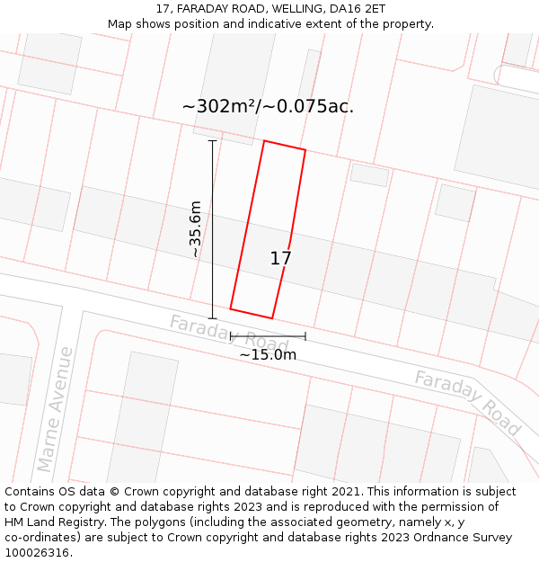 17, FARADAY ROAD, WELLING, DA16 2ET: Plot and title map