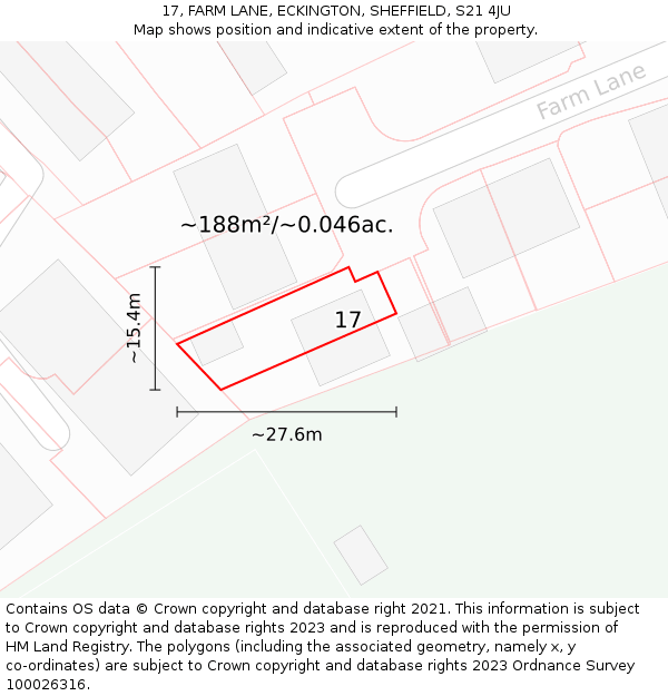 17, FARM LANE, ECKINGTON, SHEFFIELD, S21 4JU: Plot and title map