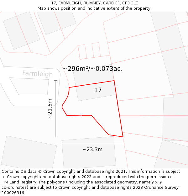 17, FARMLEIGH, RUMNEY, CARDIFF, CF3 3LE: Plot and title map