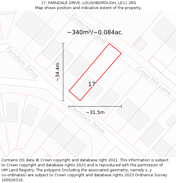 17, FARNDALE DRIVE, LOUGHBOROUGH, LE11 2RG: Plot and title map