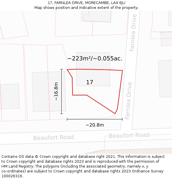 17, FARNLEA DRIVE, MORECAMBE, LA4 6JU: Plot and title map