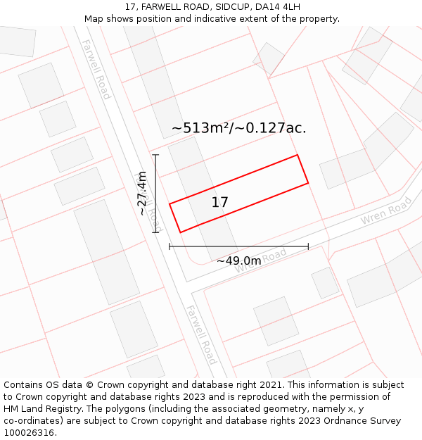 17, FARWELL ROAD, SIDCUP, DA14 4LH: Plot and title map