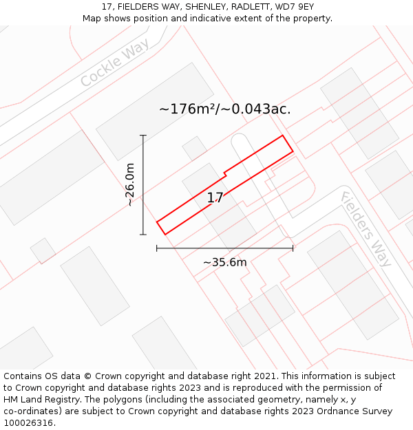 17, FIELDERS WAY, SHENLEY, RADLETT, WD7 9EY: Plot and title map