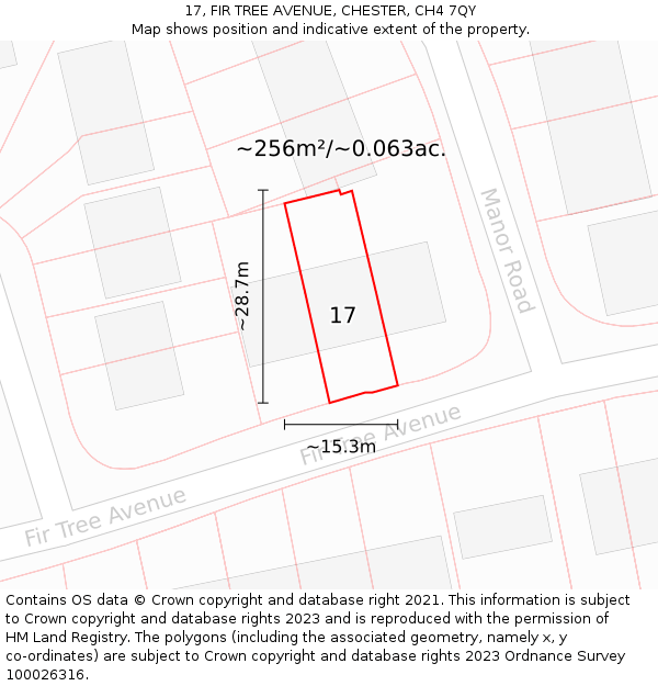 17, FIR TREE AVENUE, CHESTER, CH4 7QY: Plot and title map