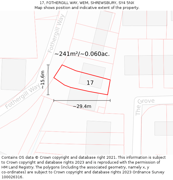 17, FOTHERGILL WAY, WEM, SHREWSBURY, SY4 5NX: Plot and title map