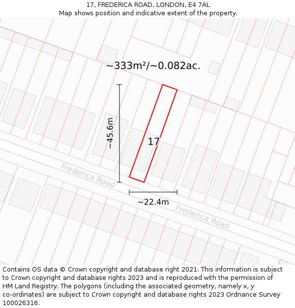 17, FREDERICA ROAD, LONDON, E4 7AL: Plot and title map