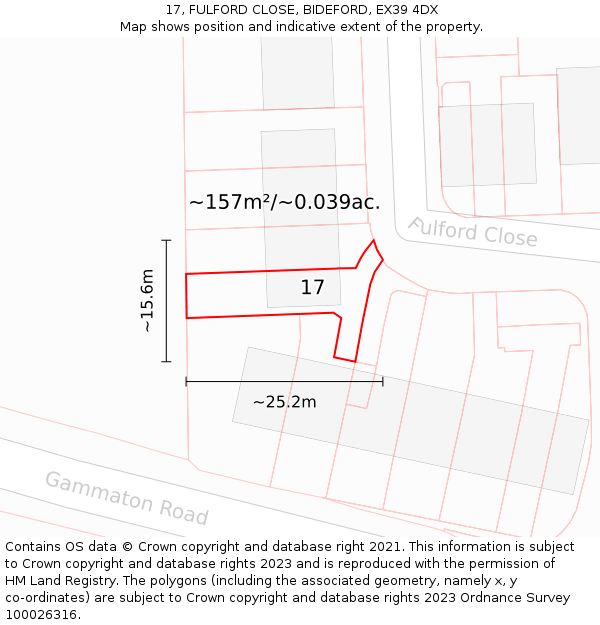 17, FULFORD CLOSE, BIDEFORD, EX39 4DX: Plot and title map