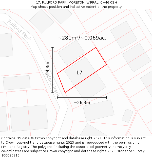 17, FULFORD PARK, MORETON, WIRRAL, CH46 0SH: Plot and title map