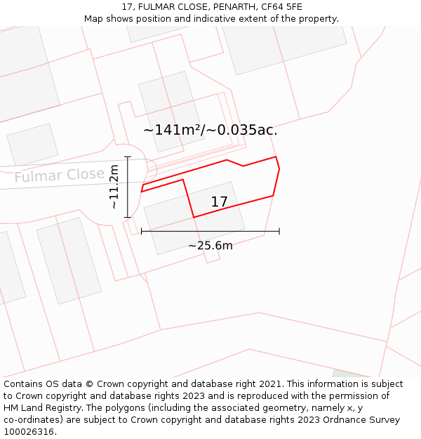 17, FULMAR CLOSE, PENARTH, CF64 5FE: Plot and title map