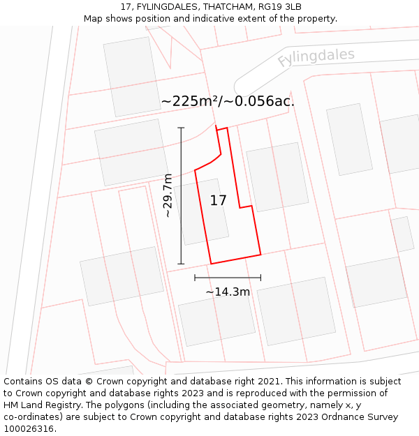 17, FYLINGDALES, THATCHAM, RG19 3LB: Plot and title map