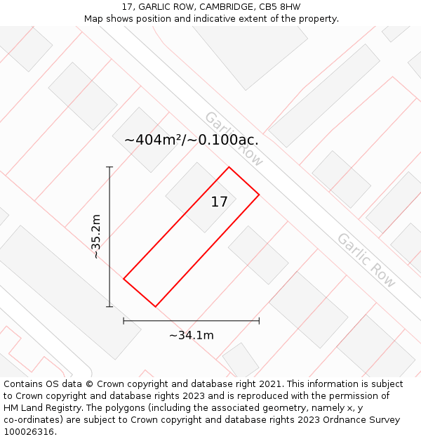 17, GARLIC ROW, CAMBRIDGE, CB5 8HW: Plot and title map