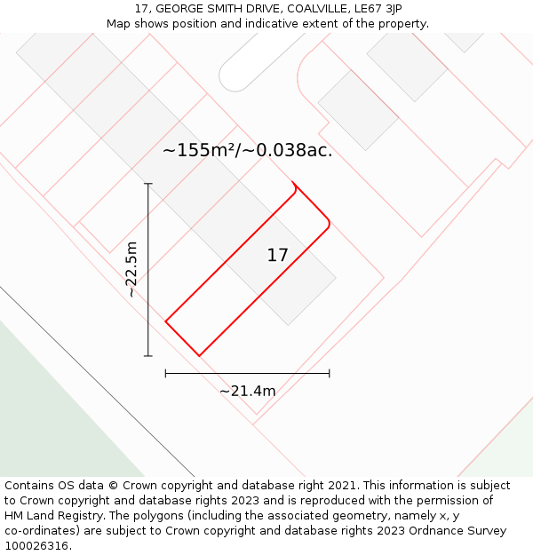 17, GEORGE SMITH DRIVE, COALVILLE, LE67 3JP: Plot and title map