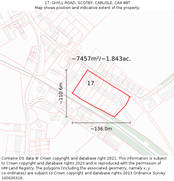 17, GHYLL ROAD, SCOTBY, CARLISLE, CA4 8BT: Plot and title map