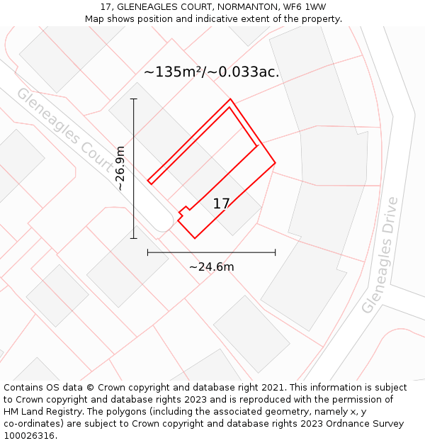 17, GLENEAGLES COURT, NORMANTON, WF6 1WW: Plot and title map