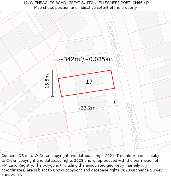 17, GLENEAGLES ROAD, GREAT SUTTON, ELLESMERE PORT, CH66 4JP: Plot and title map