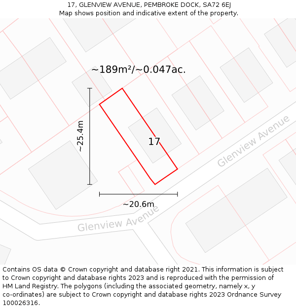 17, GLENVIEW AVENUE, PEMBROKE DOCK, SA72 6EJ: Plot and title map