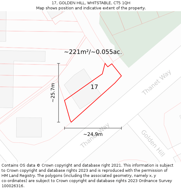 17, GOLDEN HILL, WHITSTABLE, CT5 1QH: Plot and title map