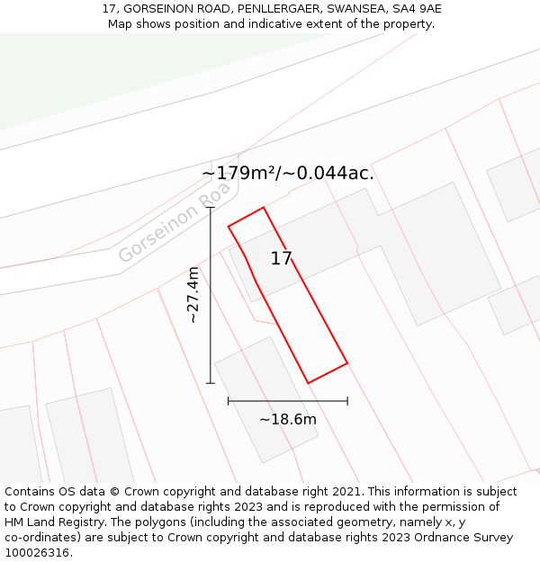 17, GORSEINON ROAD, PENLLERGAER, SWANSEA, SA4 9AE: Plot and title map