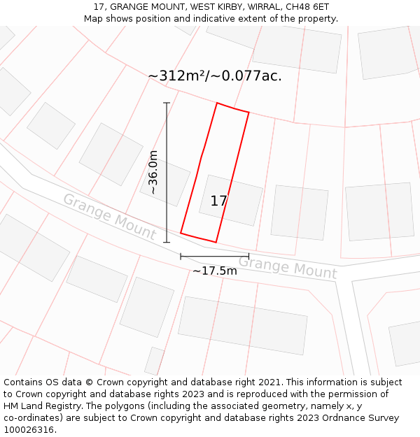 17, GRANGE MOUNT, WEST KIRBY, WIRRAL, CH48 6ET: Plot and title map