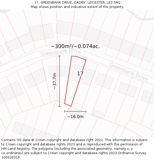 17, GREENBANK DRIVE, OADBY, LEICESTER, LE2 5RQ: Plot and title map