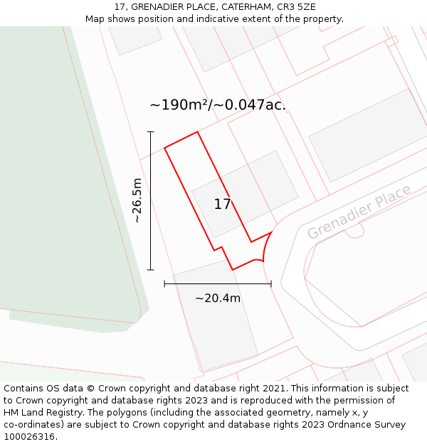 17, GRENADIER PLACE, CATERHAM, CR3 5ZE: Plot and title map