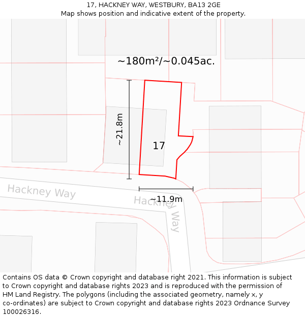 17, HACKNEY WAY, WESTBURY, BA13 2GE: Plot and title map