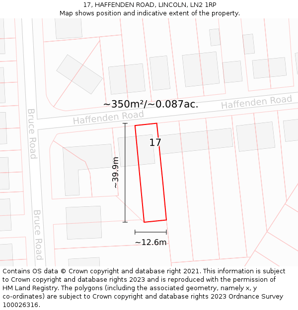 17, HAFFENDEN ROAD, LINCOLN, LN2 1RP: Plot and title map