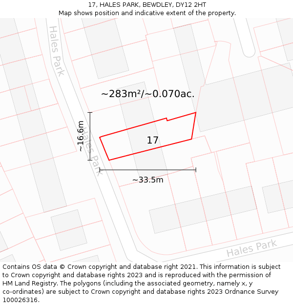 17, HALES PARK, BEWDLEY, DY12 2HT: Plot and title map