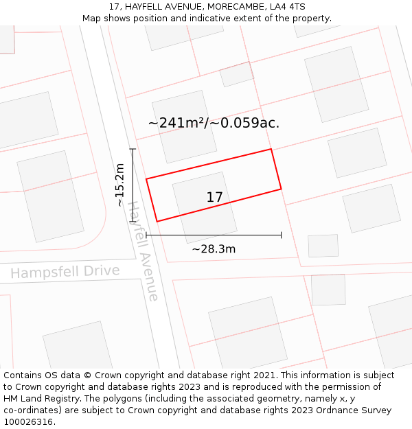 17, HAYFELL AVENUE, MORECAMBE, LA4 4TS: Plot and title map