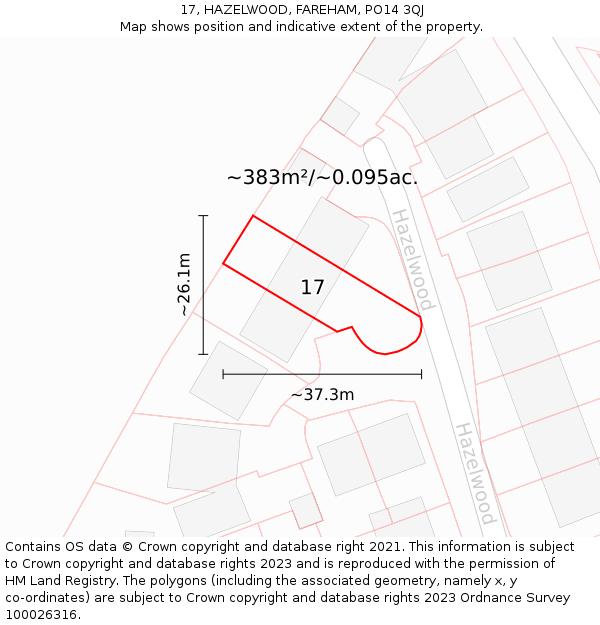 17, HAZELWOOD, FAREHAM, PO14 3QJ: Plot and title map