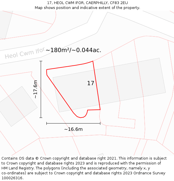 17, HEOL CWM IFOR, CAERPHILLY, CF83 2EU: Plot and title map