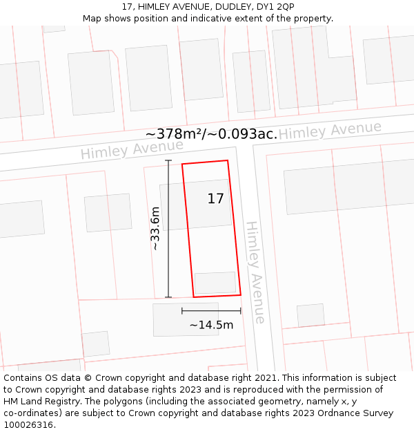 17, HIMLEY AVENUE, DUDLEY, DY1 2QP: Plot and title map