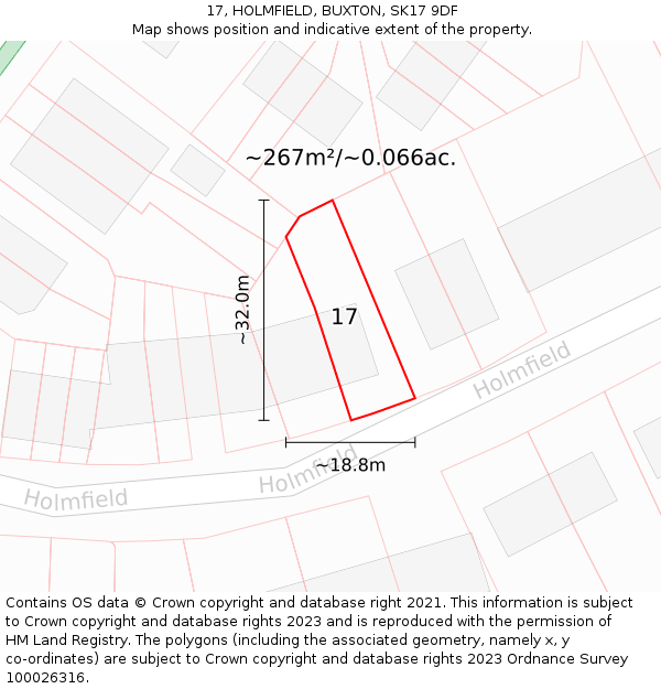 17, HOLMFIELD, BUXTON, SK17 9DF: Plot and title map