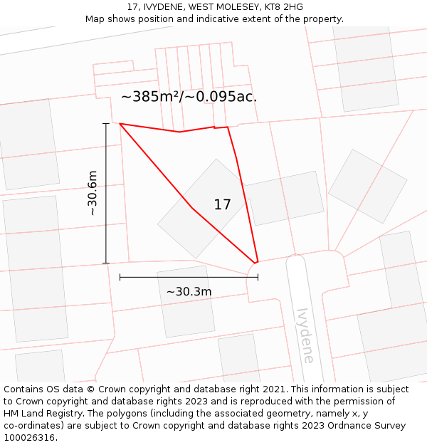 17, IVYDENE, WEST MOLESEY, KT8 2HG: Plot and title map