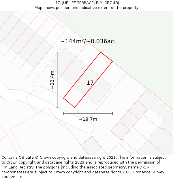 17, JUBILEE TERRACE, ELY, CB7 4BJ: Plot and title map