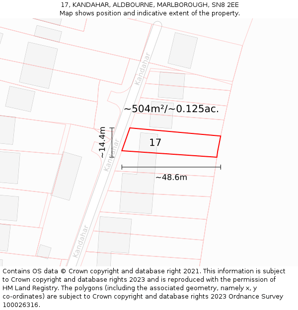 17, KANDAHAR, ALDBOURNE, MARLBOROUGH, SN8 2EE: Plot and title map