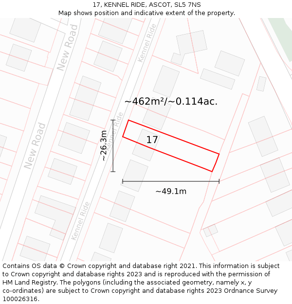 17, KENNEL RIDE, ASCOT, SL5 7NS: Plot and title map