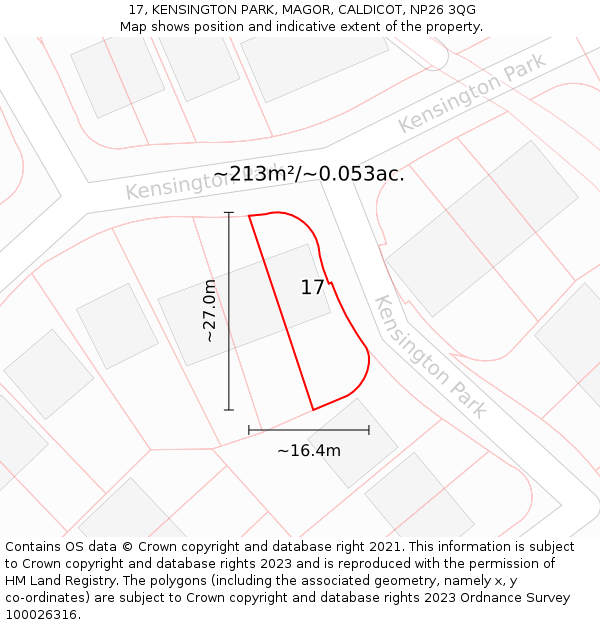 17, KENSINGTON PARK, MAGOR, CALDICOT, NP26 3QG: Plot and title map